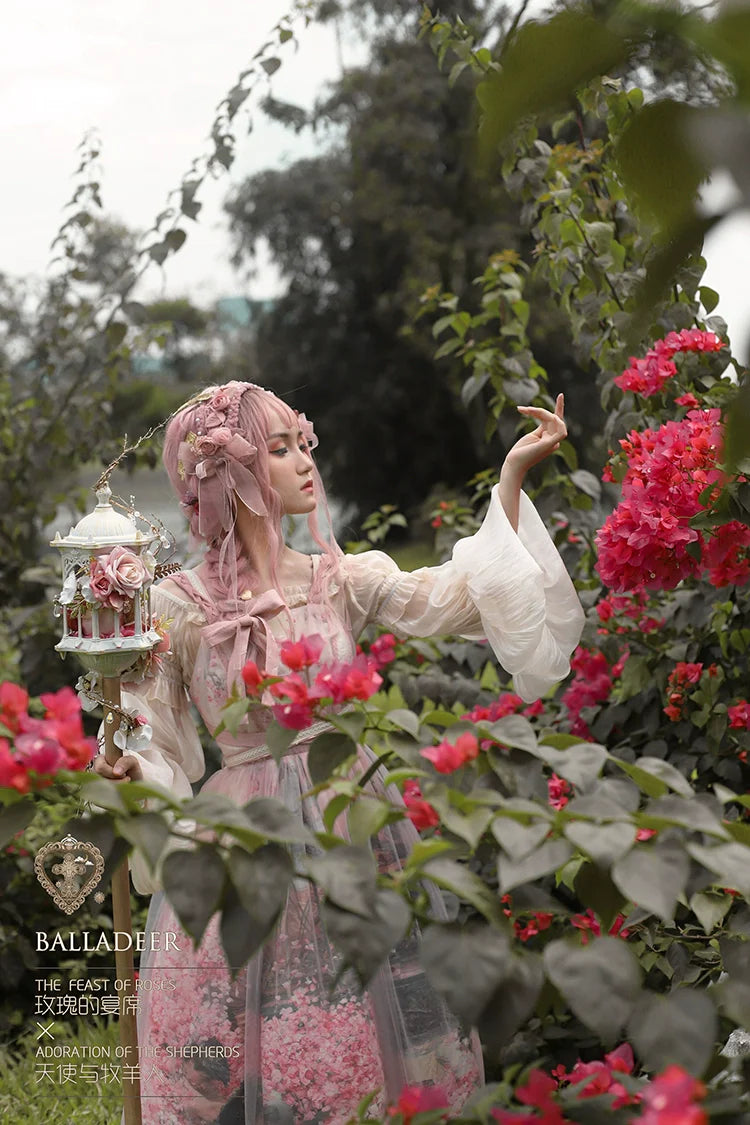 Balladeer - Classic Lolita Shirt Puff Sleeves Open Shoulder Blouse