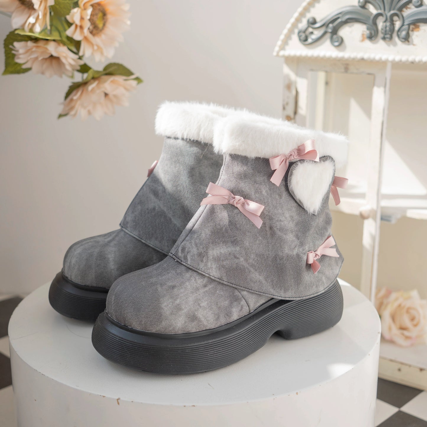 Dolly Doll - Ponyo - Winter Casual Lolita Boots Bow Thick Sole Shoes