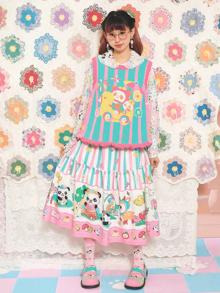 Striped print long skirt【s0000007680】