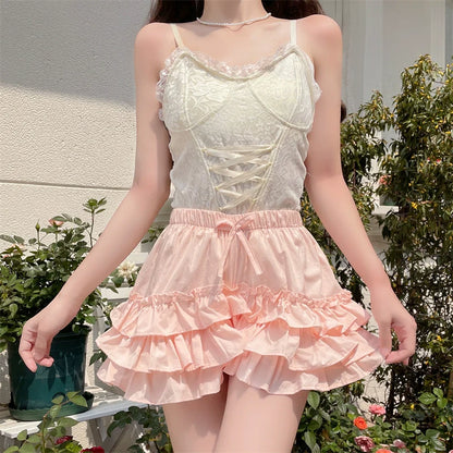 Sugar Girl - Daily Lolita Bloomers Anti-Exposure Pink Ruffle Safety Shorts
