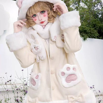 ZhiJinYuan - Calico Cat - Kawaii Lolita Plush Coat Lovely Warm Winter Coat