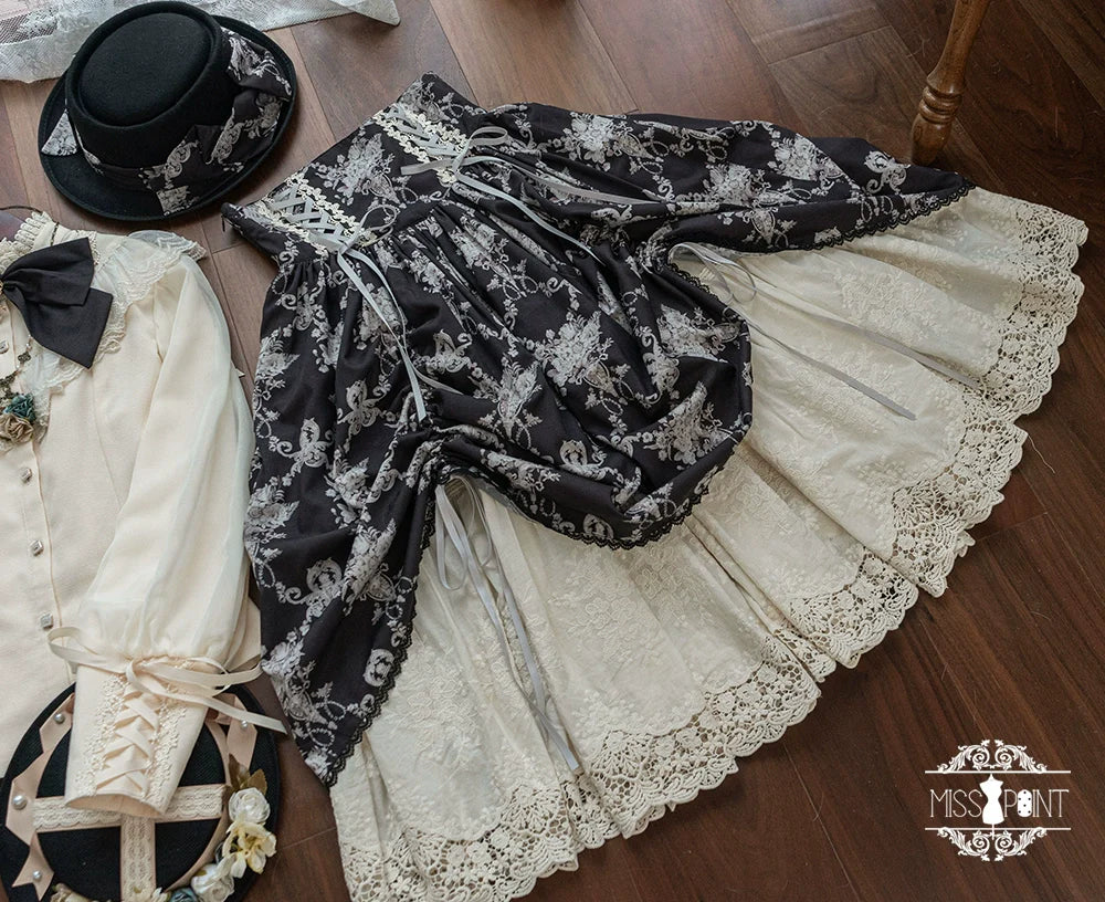 Miss Point - Customized Vintage Lolita Skirt Elegant Pullover Fishbone SK