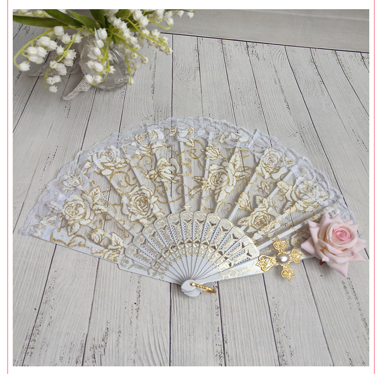 Cocoa Jam- Gothic Lolita Lace Gorgeous Folding Fan