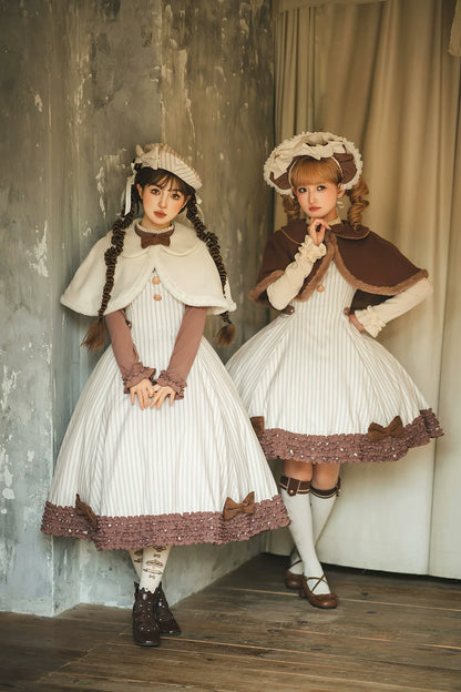 Miss Point - Classical Chocolate - Winter Classic Lolita Cape with Sweet Perter-pan Collar