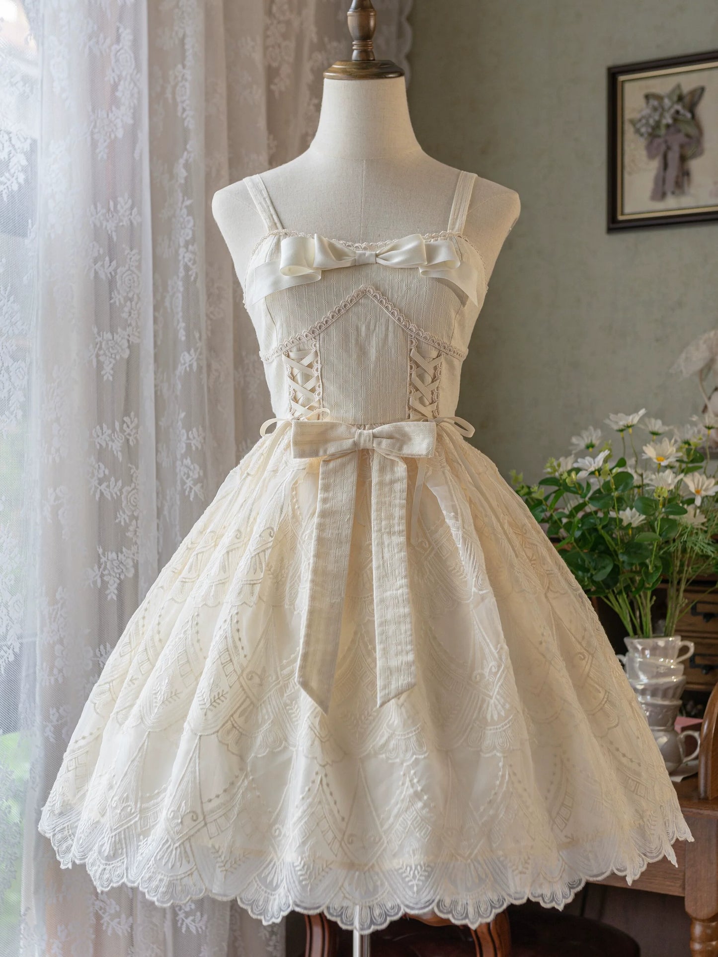 Uncle's Workshop - White Wave Tide - Sweet Lolita JSK Dress Solid Color Dress