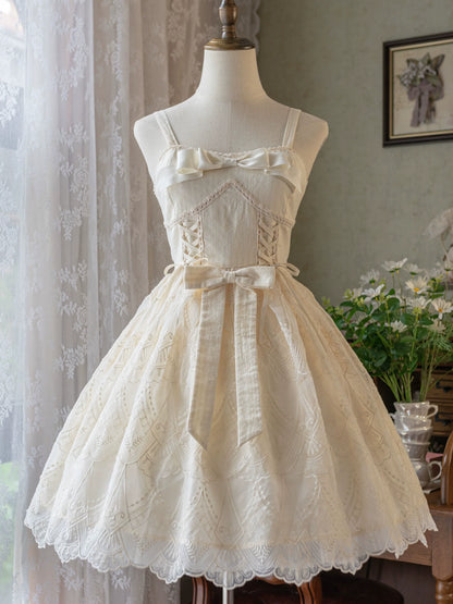 Uncle's Workshop - White Wave Tide - Sweet Lolita JSK Dress Solid Color Dress