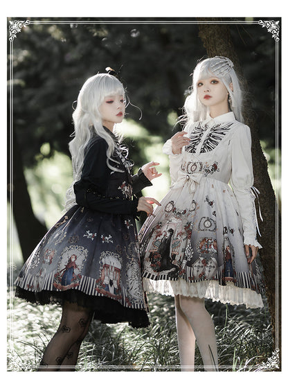 YingLuoFu - Black Fairytale - Gothic Twins Lolita JSK