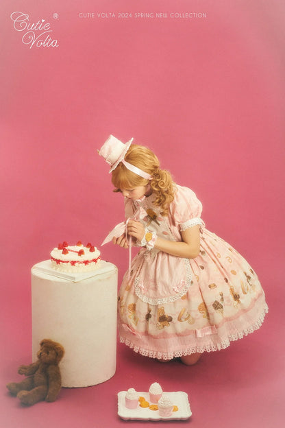 CutieVolta - Blissful Confectionery - Sweet Lolita OP Dress Bear Print JSK
