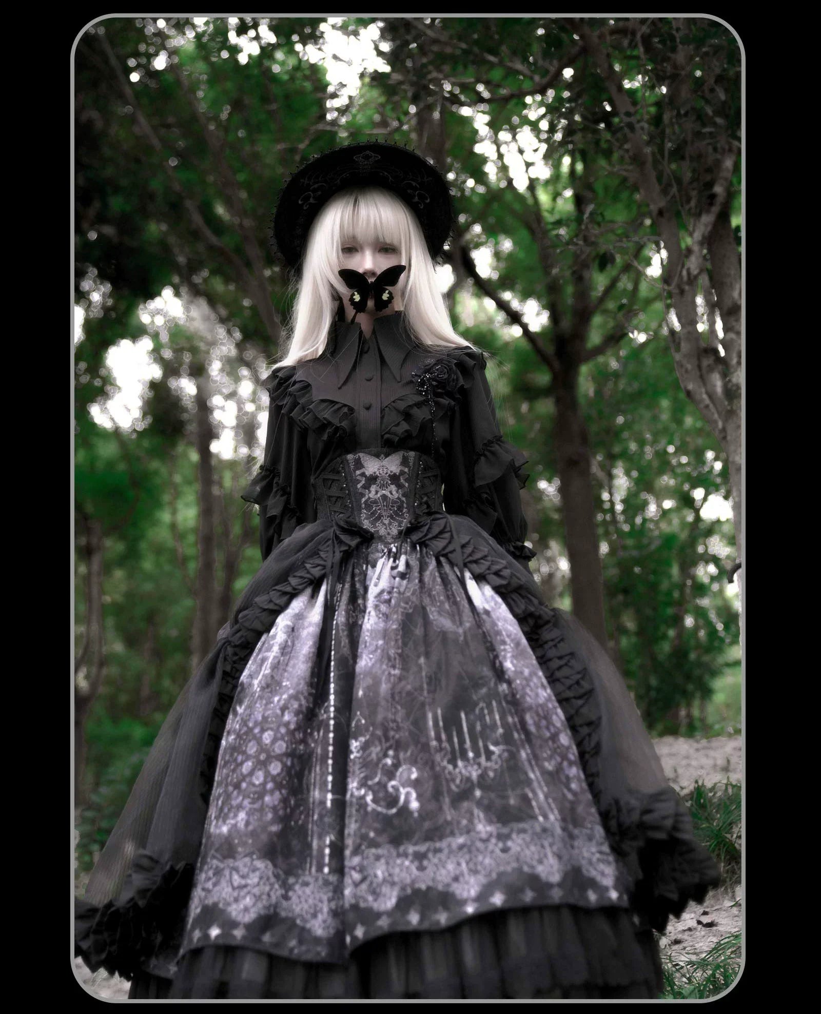 Susin Lolita - Bone-Eroded Butterfly - Gothic Lolita JSK & SK Set
