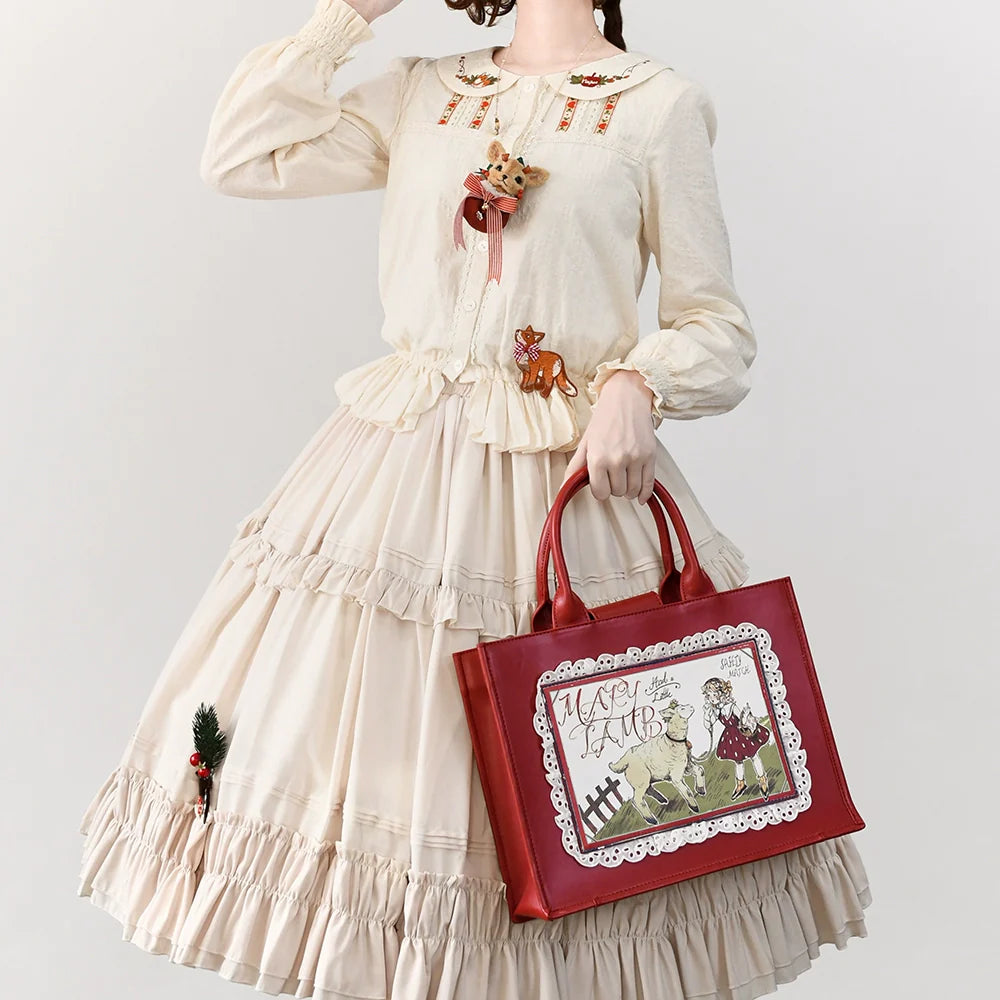 Miss Point - Chubby Fox in the Forest - Sweet Lolita Shirt Embroidered Collar Customized Blouse