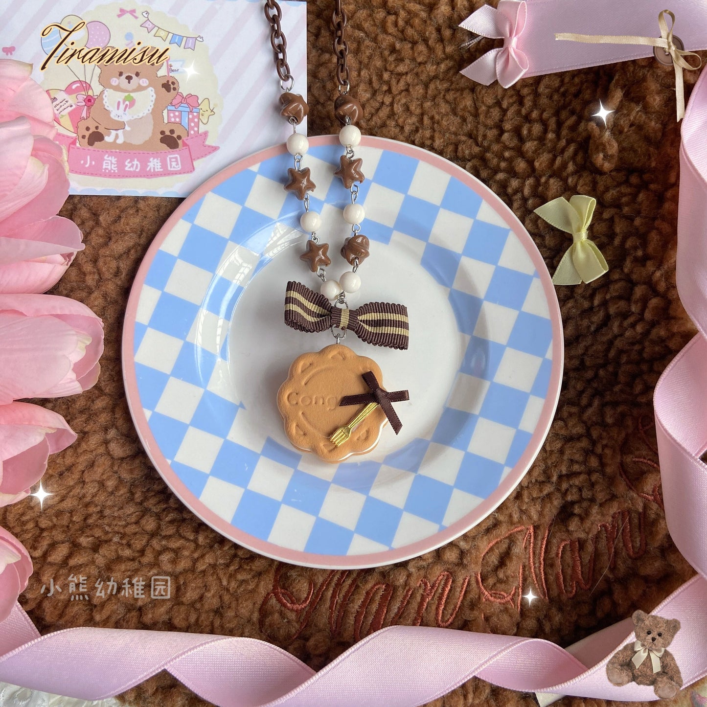 Bear Doll - Sweet Cookie Charm Set - Kawaii Lolita Necklace and Hairclip