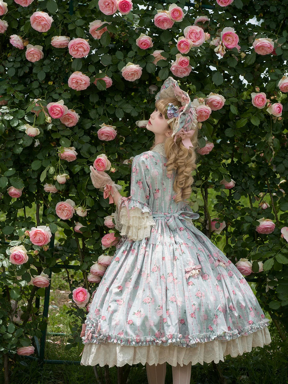 Miss Point - Lilyka Garden - Classic Lolita OP Dress Set Elegant Floral Wall Princess Sleeve