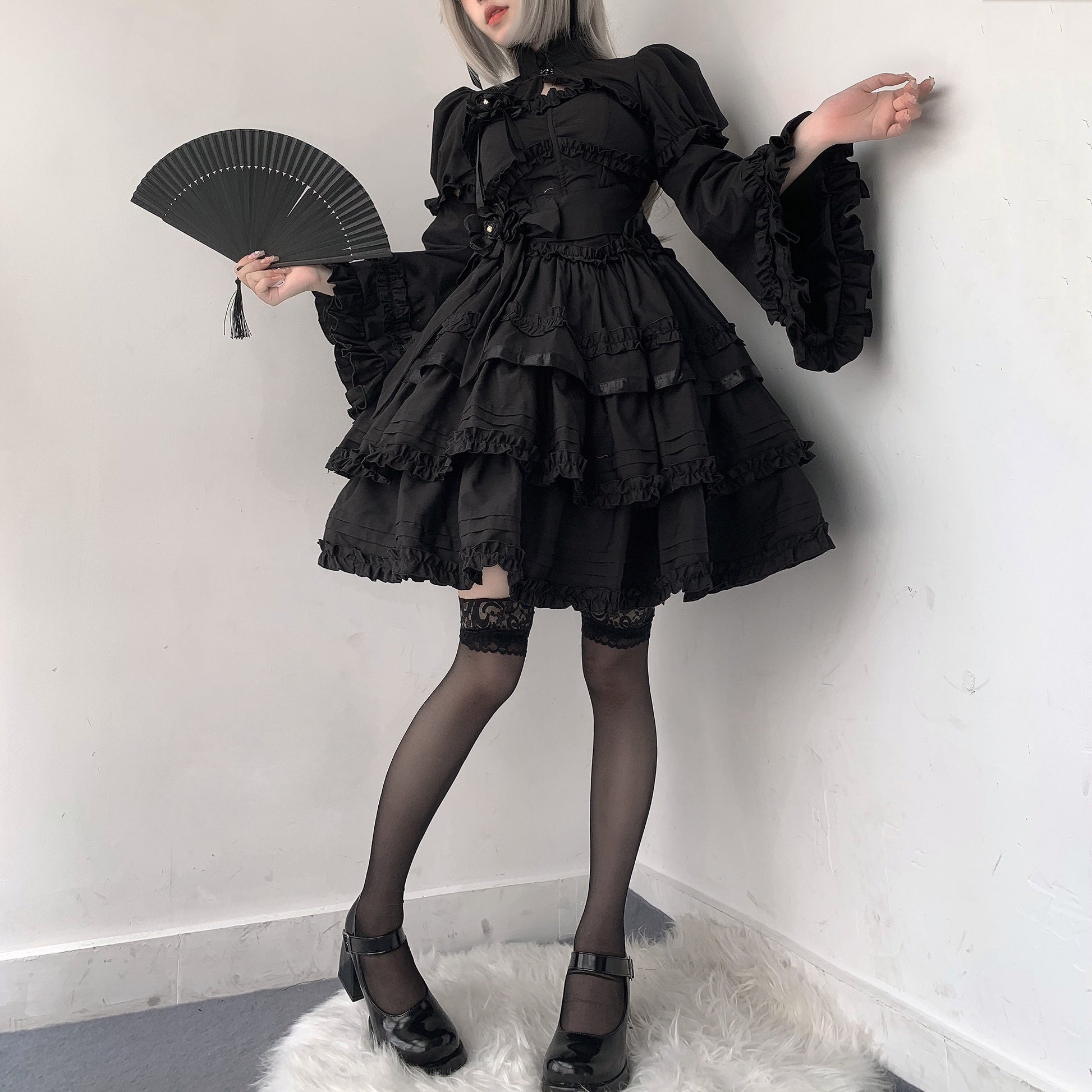 Mengfuzi - LiLith - Christmas Gothic Lolita JSK Dress, Short Sleeve Bolero