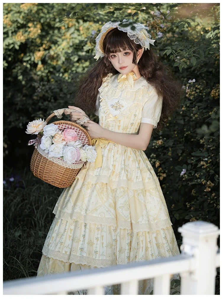 With PUJI - Letter and Poetry Sunflower Matters - Country Lolita JSK Embroidered Printed Lolita Dress