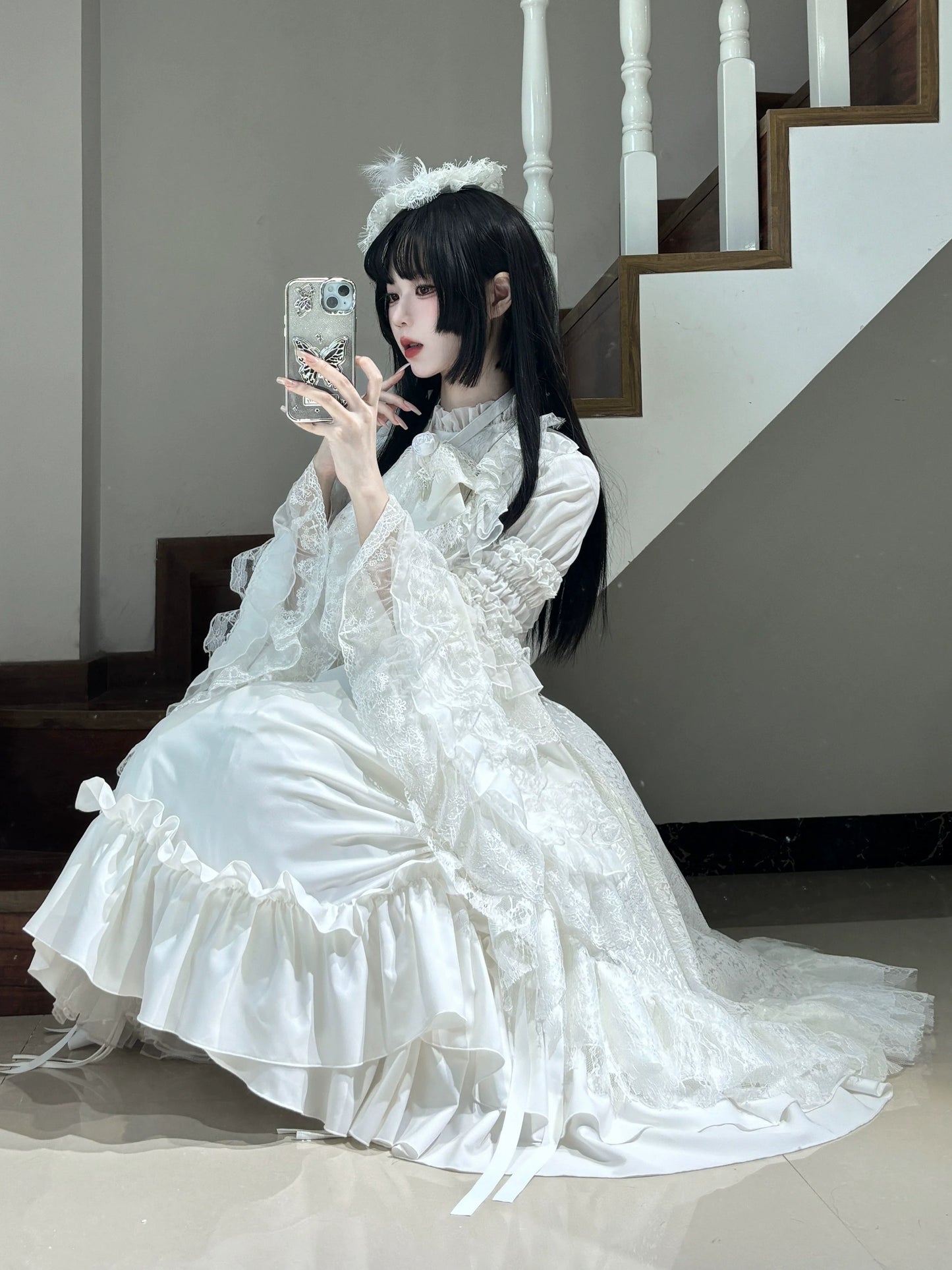 Nightingale Girl - Eternal Taboo - Gothic Lolita Dress with Princess Sleeve Shirt
