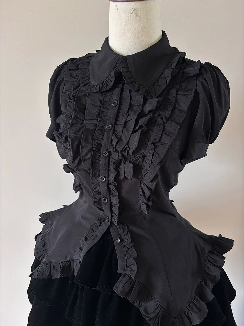 FlowerFairyDaily - Tiana's Wardrobe - Doll-like Lolita Shirt With Ruffles/Adjustable Back Strap