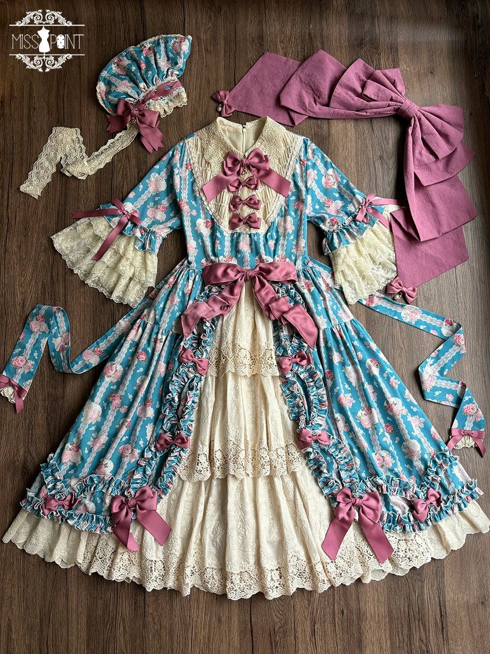 Miss Point - Lilyka Garden - Classic Lolita OP Dress Set Elegant Floral Wall Princess Sleeve