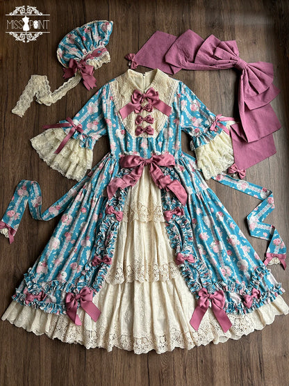 Miss Point - Lilyka Garden - Classic Lolita OP Dress Set Elegant Floral Wall Princess Sleeve
