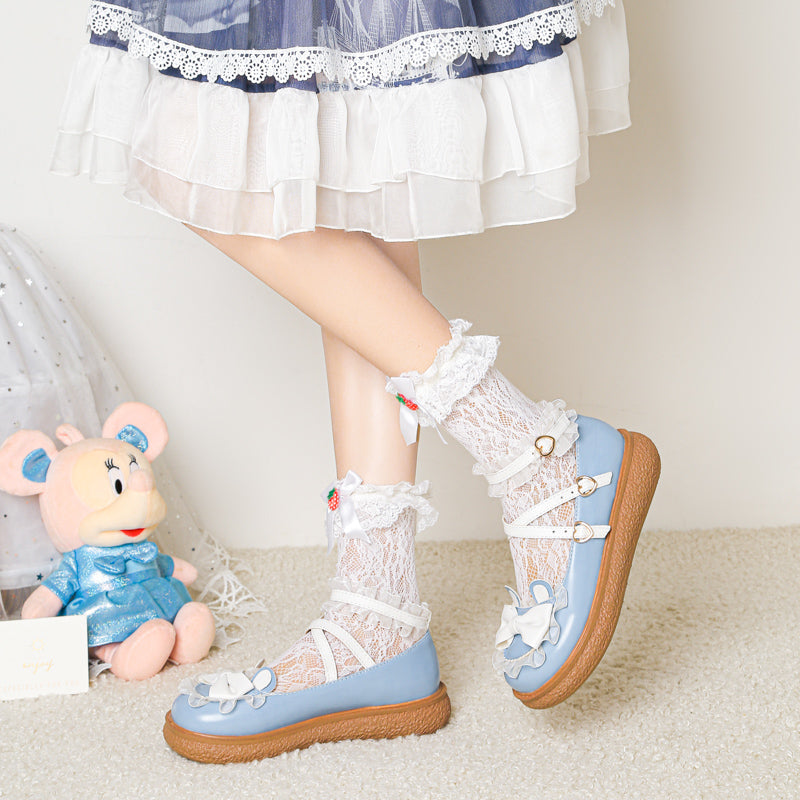 Yana - Sweet Bunny - Sweet Lolita Flat Shoes with Ear and Bow Decorations