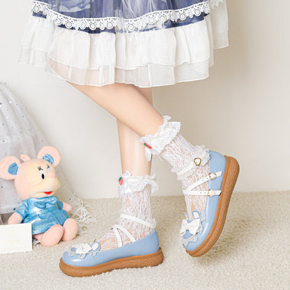 Yana - Sweet Bunny - Sweet Lolita Flat Shoes with Ear and Bow Decorations