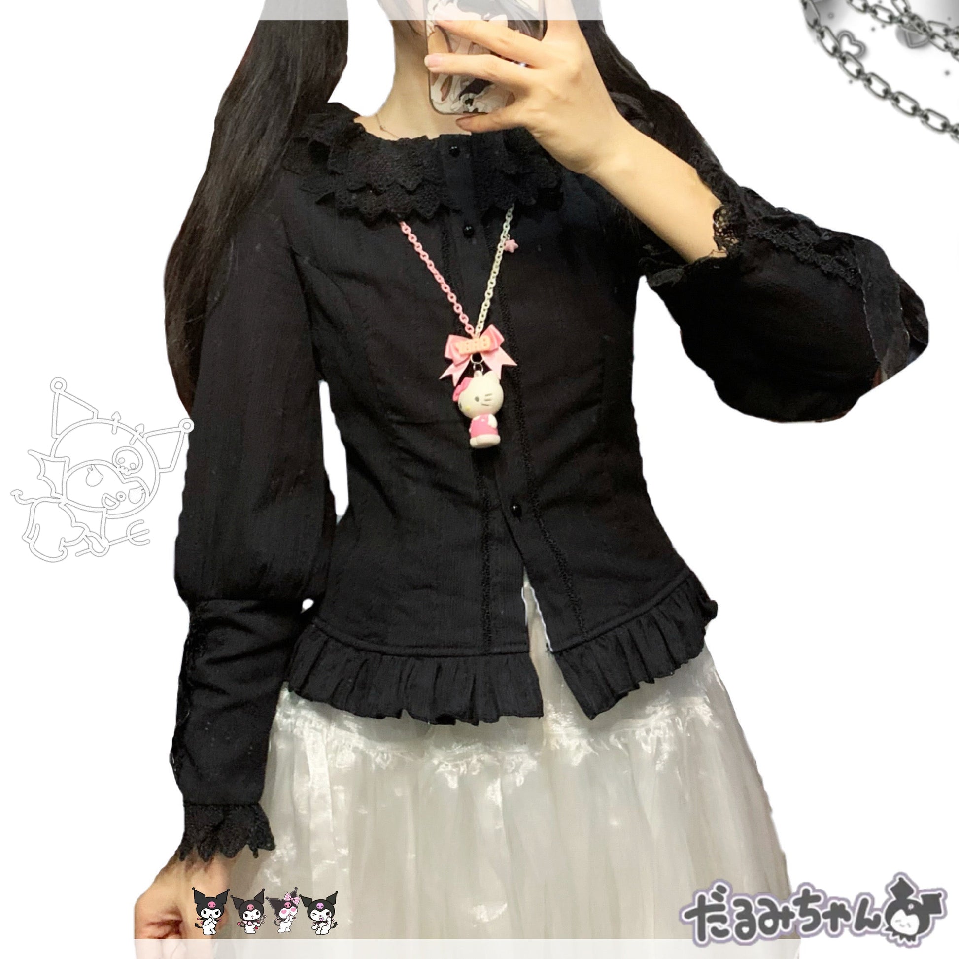 Sakurada Fawn - Plus Size Lolita Cotton Velvet Long Sleeve Blouse