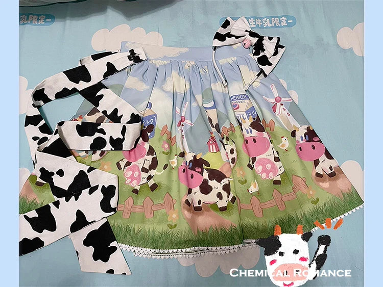 Chemical Romance - Sweetheart Farm - Sweet Lolita SK Cow Print Lolita Dress