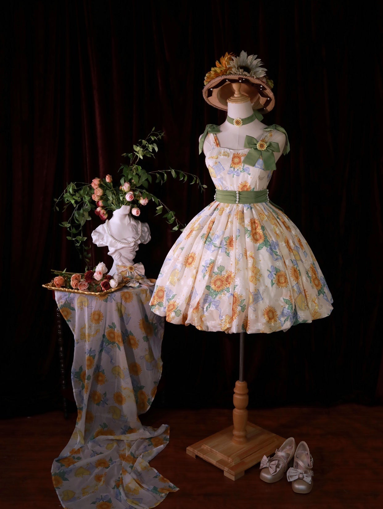Akiyama Future Studio - Sunflower Print Lolita JSK Dress in Breathable Light Fabric