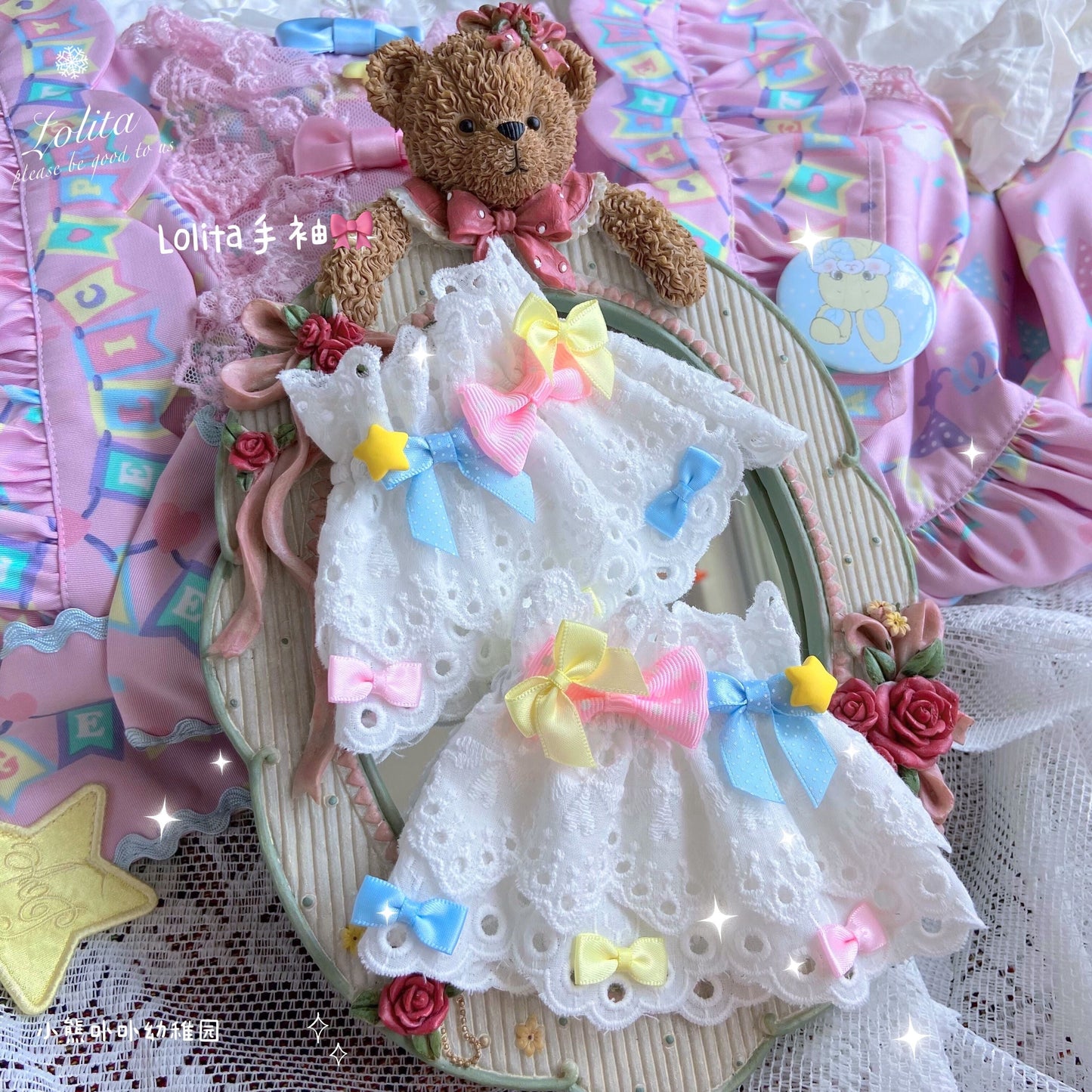 Bear Doll - Sweet Lolita Cuff with Heart and Bow