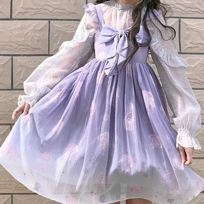 LilithEye - Jellyfish Meteor - Chiffon Fairy Jellyfish Printed Lolita JSK