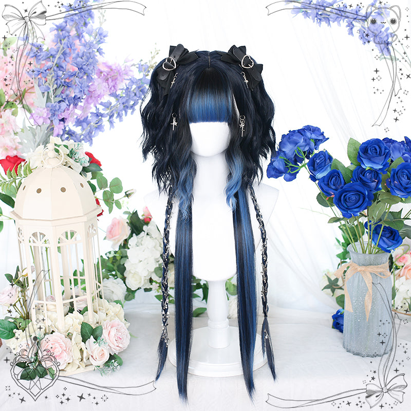 Dalao Home - Water Blue - Long Straight Gradient Princess Cut Wig