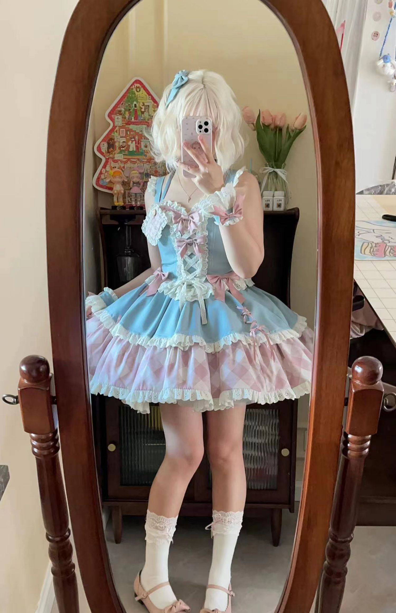 Kuma - Sweet Cowboy - Sweet Lolita Pastel Colors Denim Skirt Set