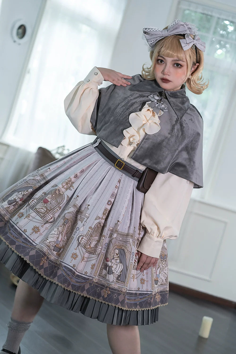 Miss Point - Demon Hunting Notes - Gothic Lolita Cross Print Short Skirt
