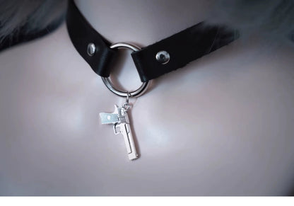 Strange Sugar - Gothic Lolita Choker Faux Leather Heart Pendant Necklace