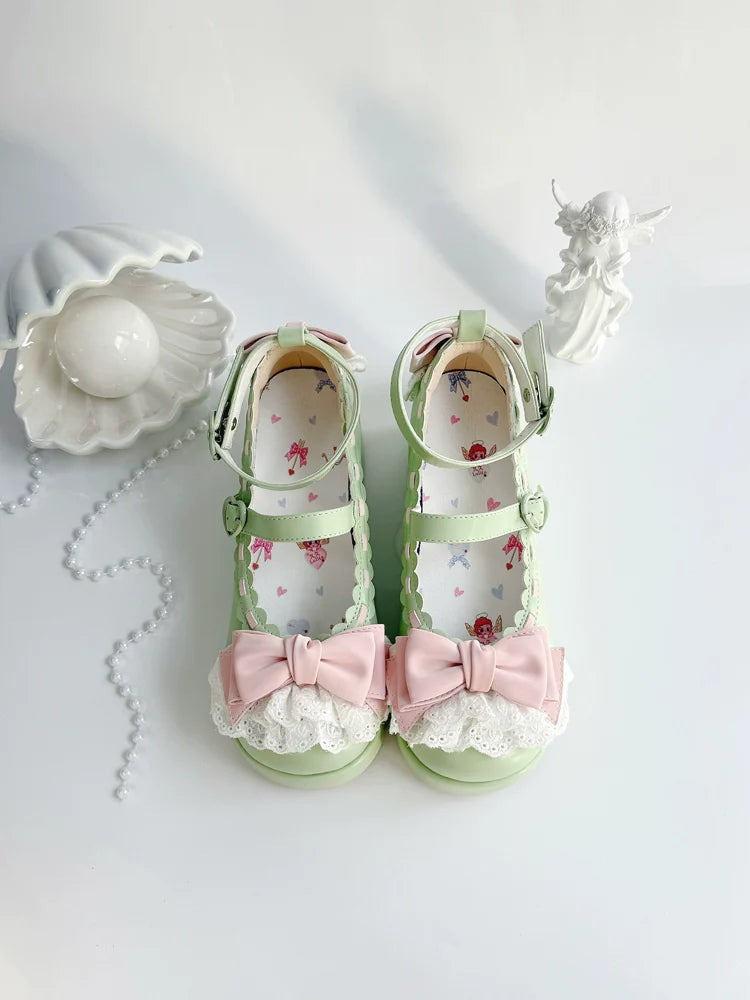 Jiujiu Lolita - Milky Puff - Sweet Lolita Heels Shoes, Round Toe With Petite Wedge