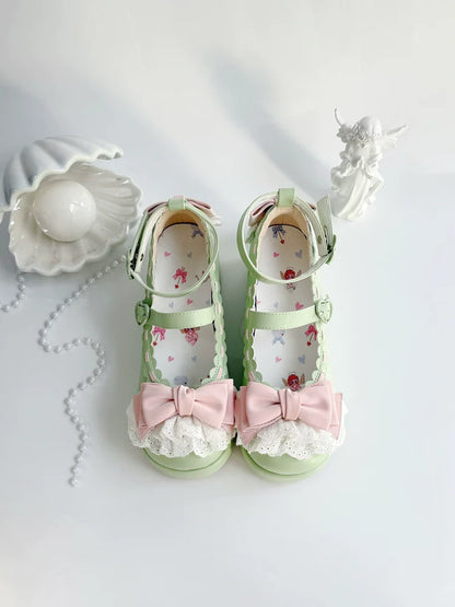 Jiujiu Lolita - Milky Puff - Sweet Lolita Heels Shoes, Round Toe With Petite Wedge