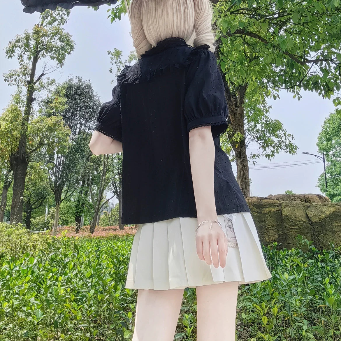 DMFS Lolita - Sweet Lolita Blouse Cotton Summer Short Sleeve Shirt