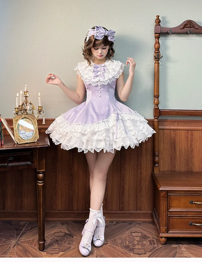 Alice Girl - Arrogant Miss - Sweet Lolita Jumper Dress with Tiered Lace Dress