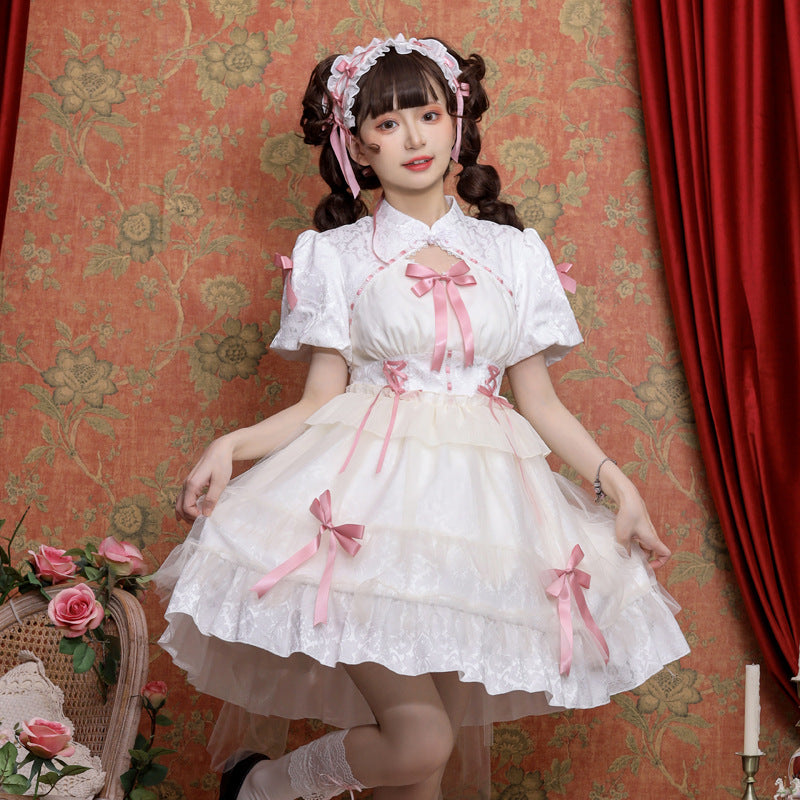 Eieyomi - Kawaii Lolita OP Dress Summer Dress Short Sleeve