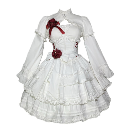 Mengfuzi - LiLith - Christmas Gothic Lolita JSK Dress, Short Sleeve Bolero