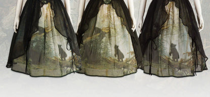 Cyan - Morning of Pine Forest - Elegant Lolita Bear Print Skirt