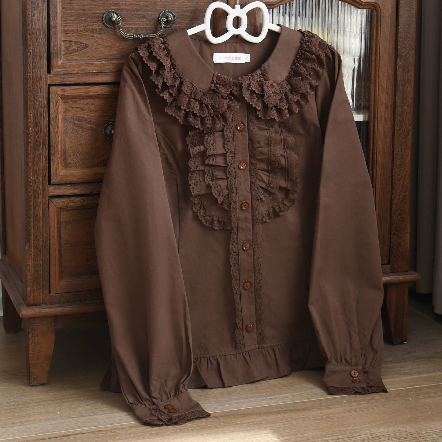 MIST - Half Sugar Milk Cake - Kawaii Lolita Blouse Peter-pan Collar and Puffy Sleeve Shirt