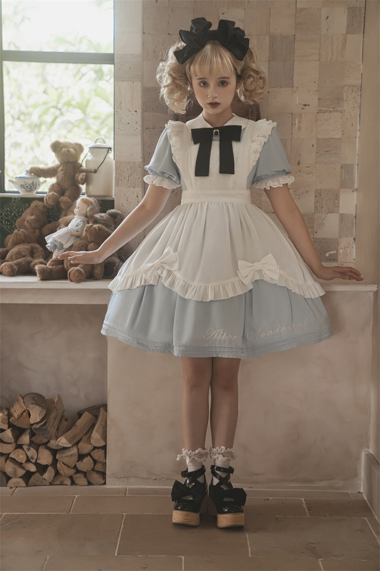 Letters from Unknown Star - Sweet Alice - Short Sleeves Maid Lolita OP