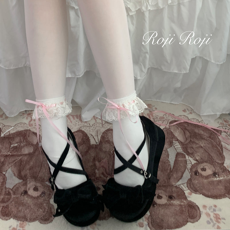 Roji Roji - Isabella - Sweet Lolita Lace Mid-Calf Socks Multicolors