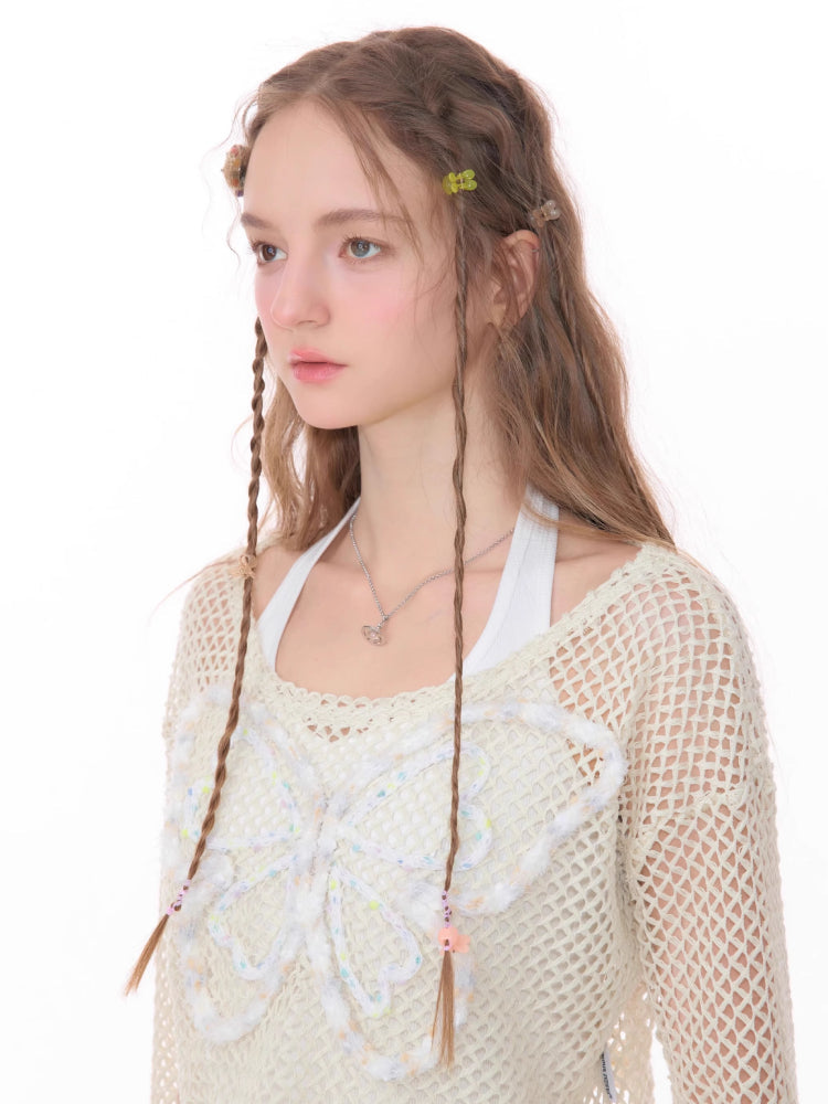 Butterfly short long sleeve knit【s0000007834】