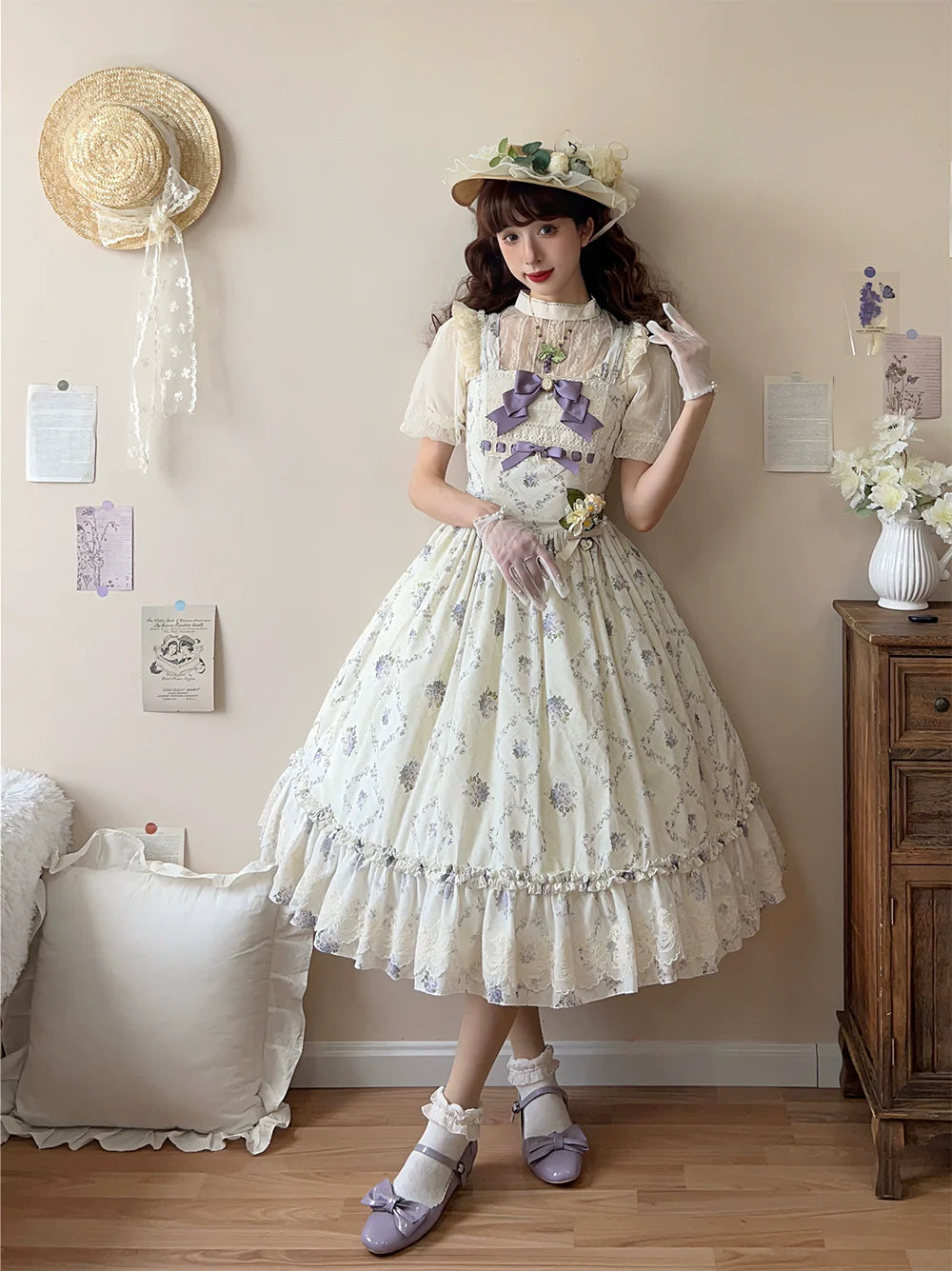 Miss Point - Kaleidoscope - Classical Lolita Shirt Dot Gauze Detachable Puff Sleeve Blouse Customized