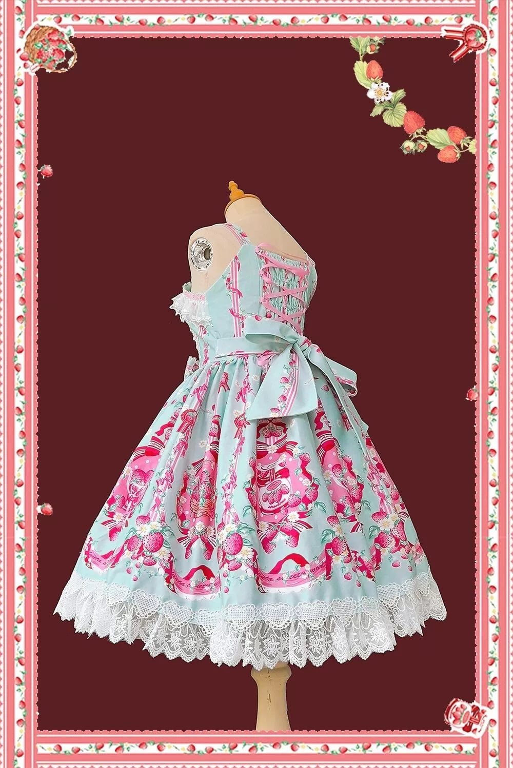 Infanta - Strawberry Culinary Maiden - Sweet Lolita JSK Dress With Strawberry Floral Print