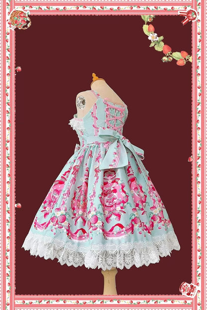 Infanta - Strawberry Culinary Maiden - Sweet Lolita JSK Dress With Strawberry Floral Print