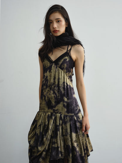 Draped Pleated Gilding Suspender Dress