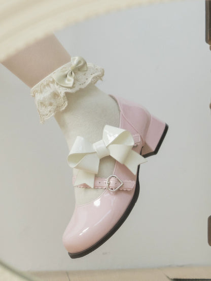 Dolly Doll - Apple Candy - Mary Jane Lolita Shoes Bow PU Low-Mid Heel Shoes