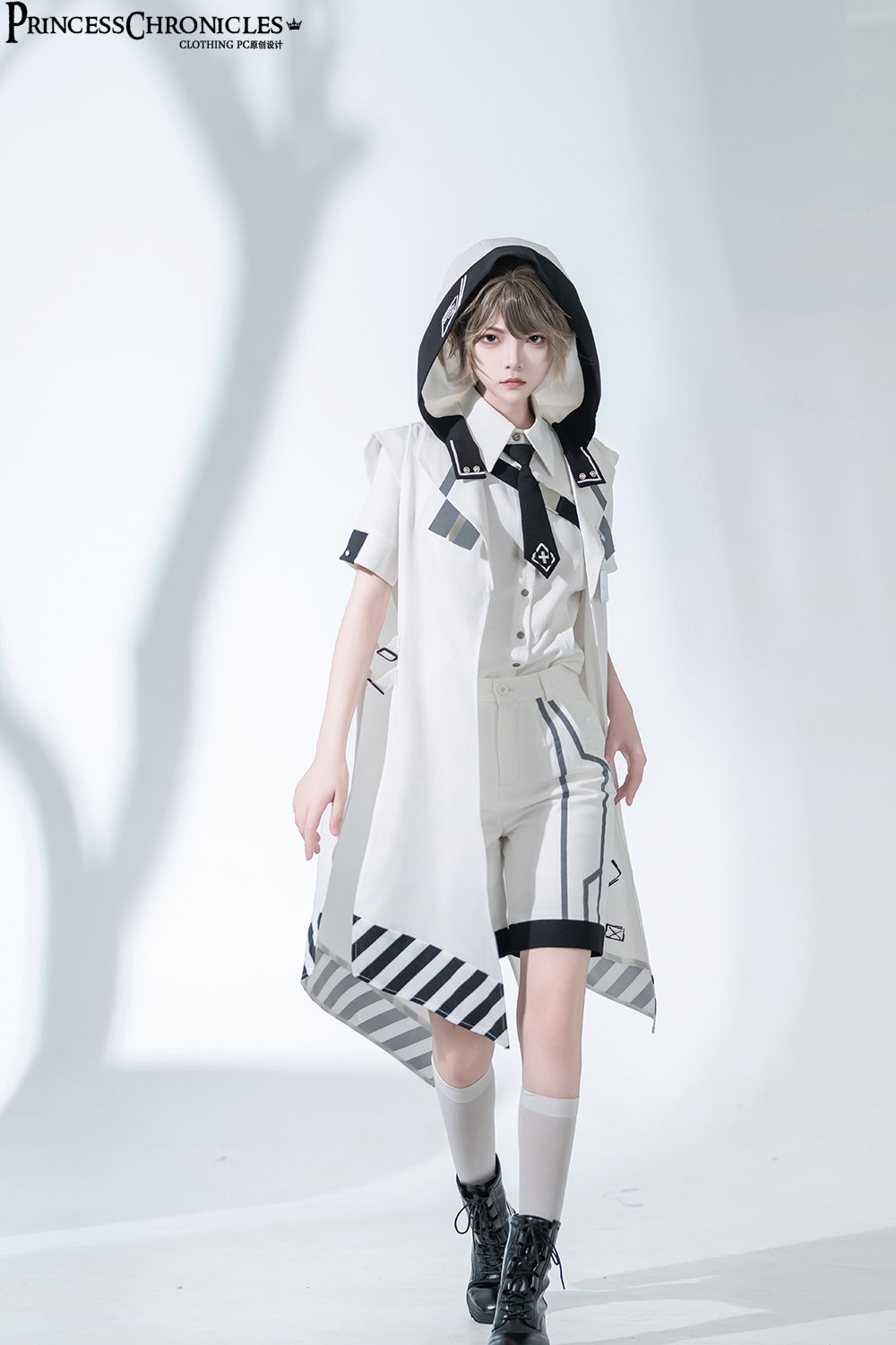 Princess Chronicles - Dry sea and Ashlar - Handsome Futuristic Style White Short Set